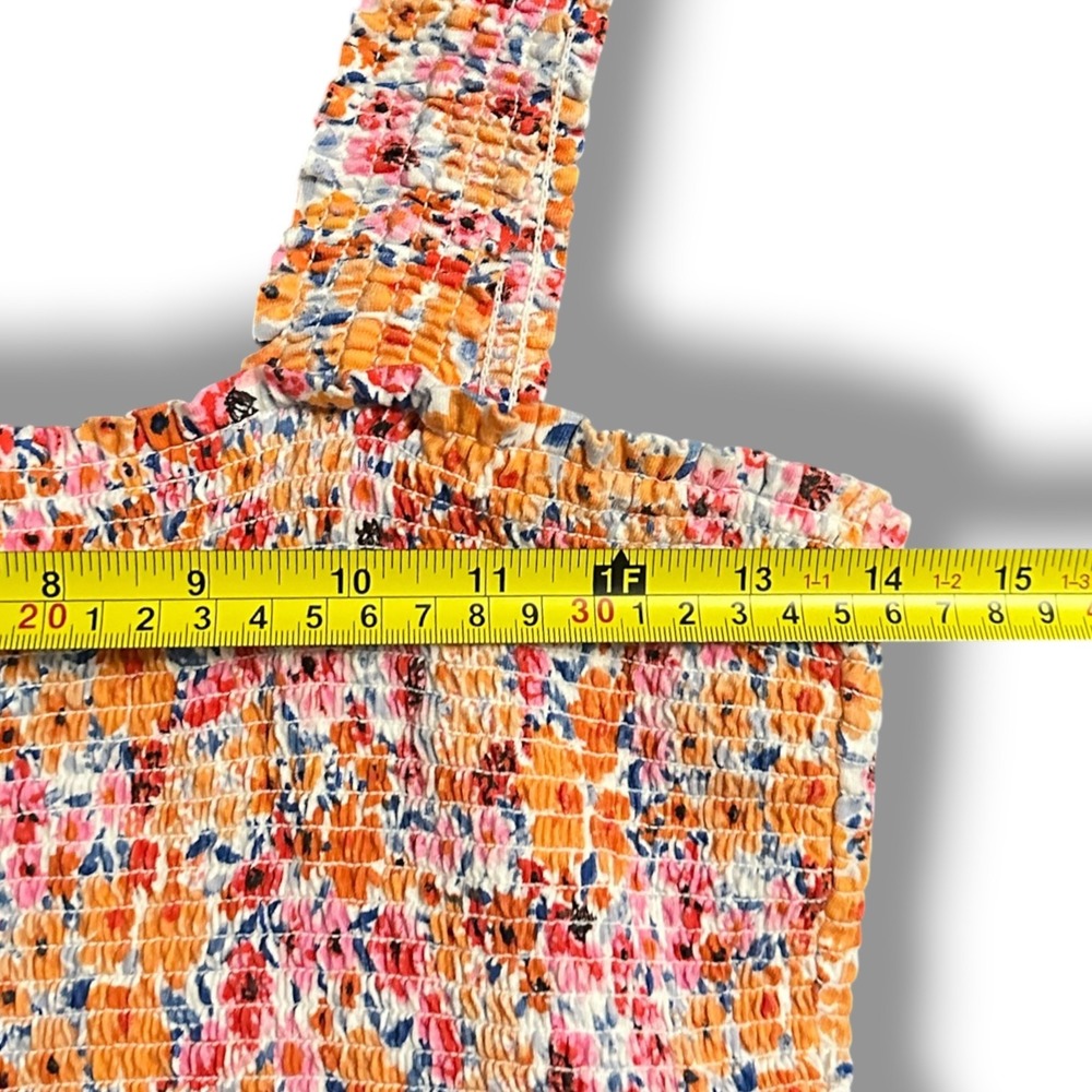 Old Navy Fit & Flare Smocked Midi Dress Multi Floral L Cotton Cottagecore Boho - Picture 9 of 11